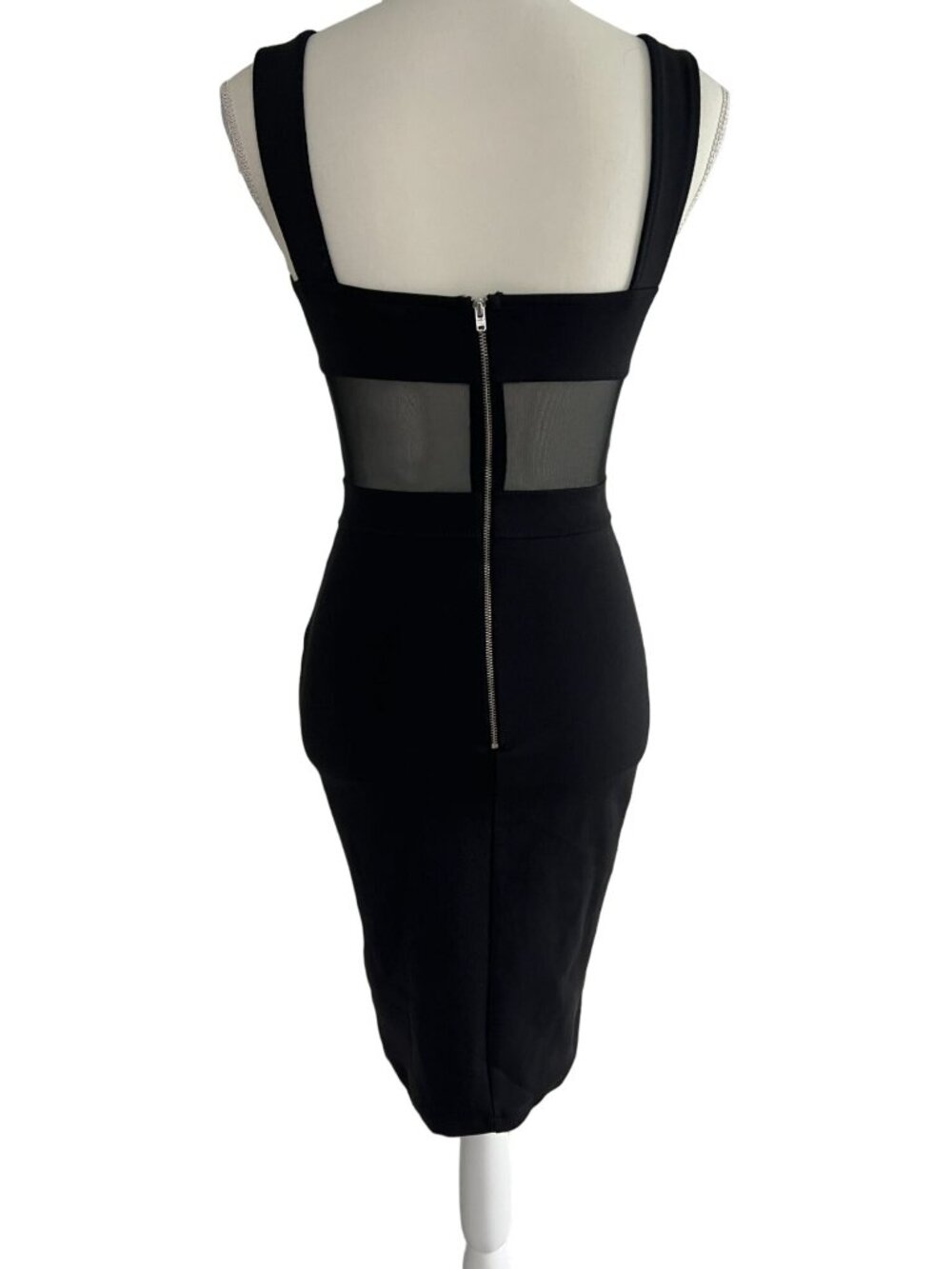 FRENCH CONNECTION Black Mesh Cutout Cocktail Dress Size US 4 - Picture 2 of 7